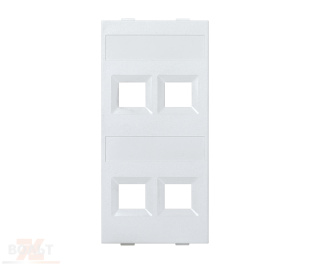 Модуль S прямой на 4 разъема RJ45 без шторок белого цвета Connect