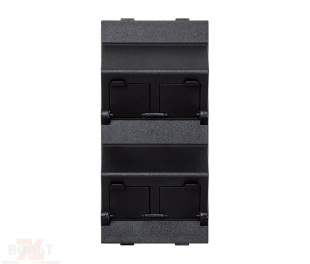 Модуль S наклонный на 4 разъема RJ45 со шторками цвета графит Connect