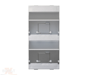 Модуль S наклонный на 2 разъема RJ45 со шторками цвета алюминий Connect