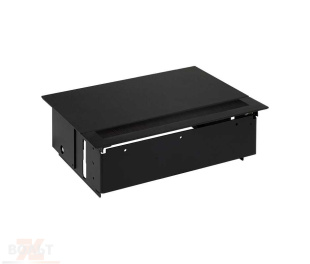 Врезной x4 розеточный блок, щетка, 2x2P+E, 2 пустых модуля, черный, S400