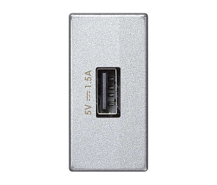 Зарядное устройство USB узкое 5В 1.5A 230В~ цвета алюминий K45 Connect