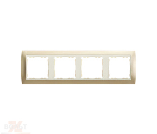 Рамка на 4 поста металл цвета шампань с центральной частью цвета слоновой кости S82