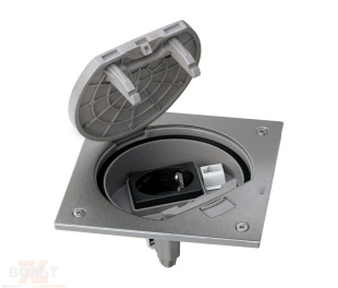 Основа влагостойкая IP66 с защелкой, розеткой Schuko и разъемом RJ45 Cat.5e UTP из нержавеющей стали K45 Connect