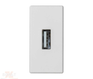 Розетка узкая USB 2.0 для передачи данных белого цвета K45 Connect