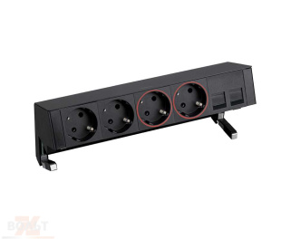 Настольный x5 розеточный блок, 2x2P+E, 2x2P+E UPS, 2хRJ45, черный, S400