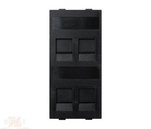 Модуль S прямой на 4 разъема RJ45 со шторками цвета графит Connect