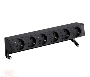 Настольный x6 розеточный блок, 6x2P+E, черный, S400