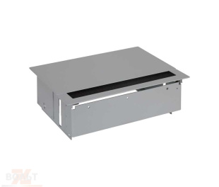 Врезной x4 розеточный блок, щетка, 2x2P+E, 2xUSB з/у, 1 пустой модуль, алюминий, S400