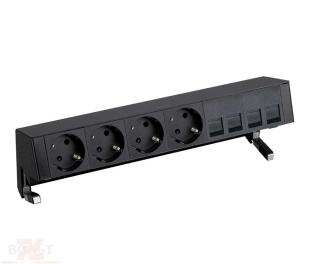 Настольный x6 розеточный блок, 4x2P+E, 4хRJ45, черный, S400