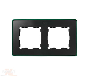 Рамка на 2 поста цвета графит с металлическим основанием матового зеленого цвета S82 Detail