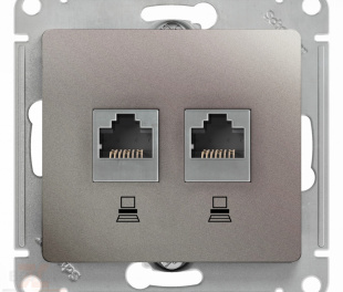 GLOSSA РОЗЕТКА двойная компьютерная RJ45+RJ45, кат.5E, механизм, ПЛАТИНА