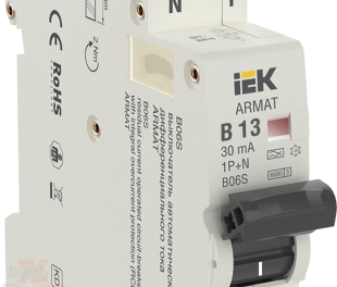 ARMAT Автоматический выключатель дифференциального тока B06S 1P+NP B13 30мА тип A (18мм) IEK
