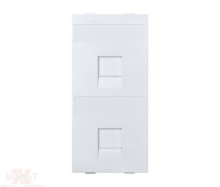 Модуль S прямой на 2 разъема RJ45 со шторками белого цвета Connect