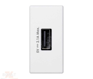 Simon Белый Зарядное устройство USB, К45, узкий модуль, 5 В, 2,1 А