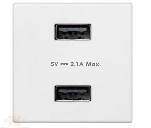 Зарядное устройство 2xUSB 5В 2.1A 230В~ белого цвета K45 Connect