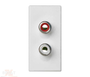 Розетка узкая 2RCA белого цвета K45 Connect