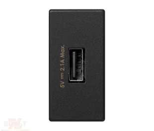 Зарядное устройство USB узкое 5В 2.1A 230В~ цвета графит K45 Connect
