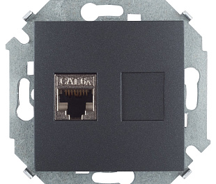 Simon 15 Графит Розетка компьютерная RJ45 кат.6A (АМР, FTP)