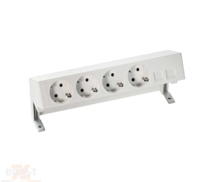 Настольный x5 розеточный блок, 4х2P+E, 2хRJ45, белый, S400