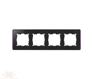 Рамка на 4 поста цвета графит с металлическим основанием матового фиолетового цвета S82 Detail