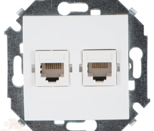 Simon 15 Белая Розетка компьютерная 2-ая RJ45 кат.5е