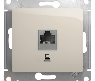 GLOSSA РОЗЕТКА компьютерная RJ45 кат.5E, механизм, МОЛОЧНЫЙ