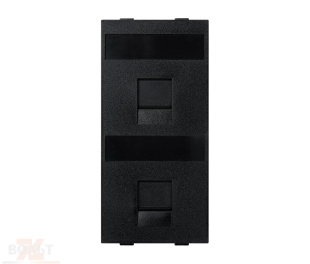 Модуль S прямой на 2 разъема RJ45 со шторками цвета графит Connect