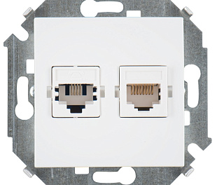 Simon 15 Белая Розетка ТЛФ + комп RJ11+RJ45 кат.5е