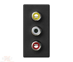 Розетка узкая 3RCA цвета графит K45 Connect