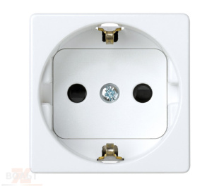 Розетка с заземлением и шторками Schuko 2Р+Е 16A 250В~ белого цвета S27
