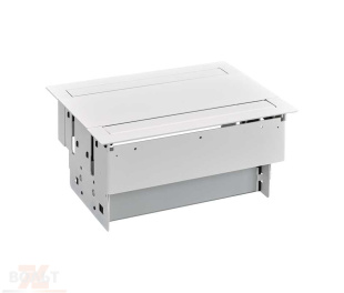 Двухсторонний врезной x8 розеточный блок, планка, 4x2P+E, 4 пустых модуля, белый, S400