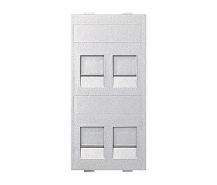 Модуль S прямой на 4 разъема RJ45 со шторками цвета алюминий Connect